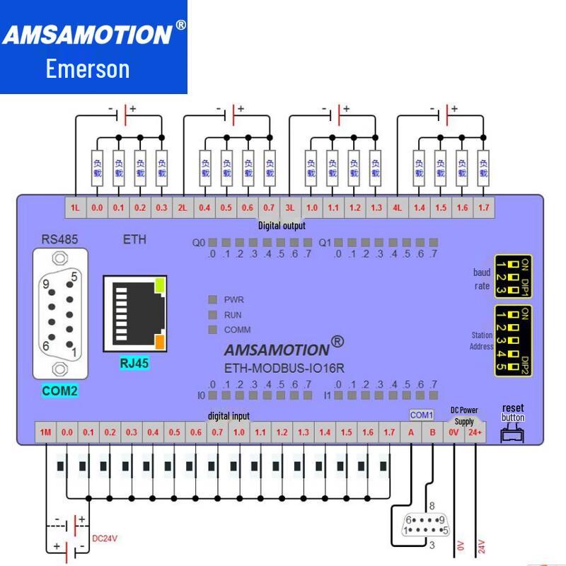 Aimoxun ETH-MODBUS-IO16R Multi-Channel RS485 I/O Module