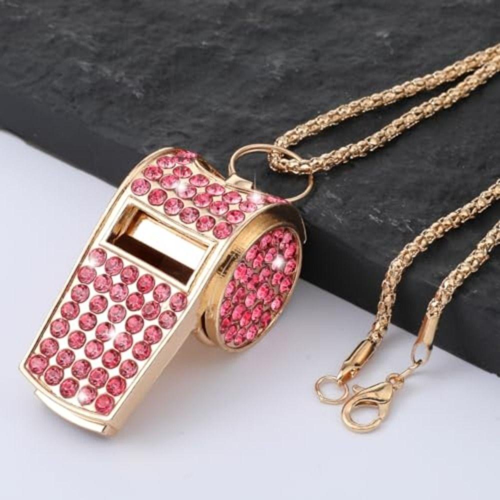 with Lanyard Whistle Chain Crystal Rhinestone Gold Bling Whistle For Referees, Coaches, Teachers