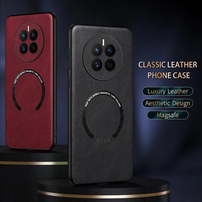 Для Huawei Mate 50 50E 50 Pro Кожа PU с рисунком коровы с мелкими отверстиями Внешнее магнитное кольцо Мягкий край Противоударный чехол для телефона