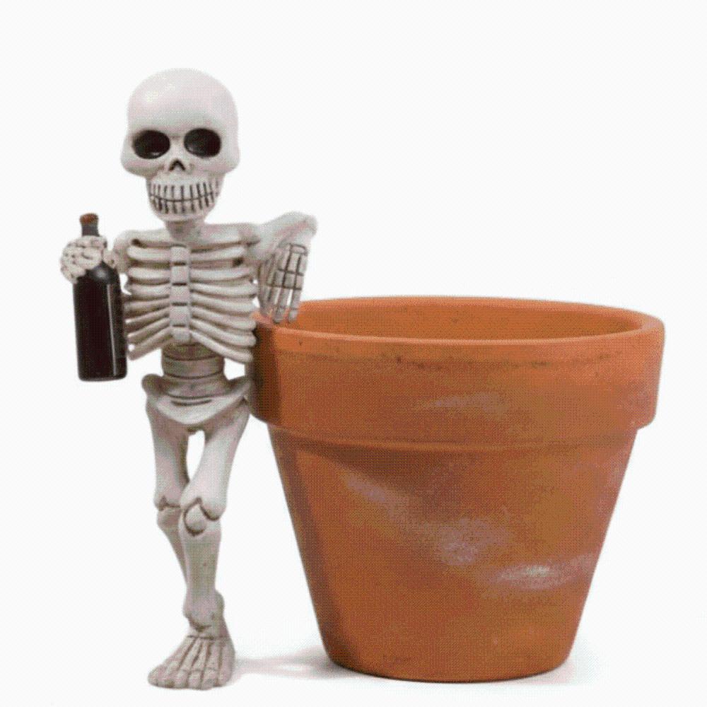Miniature Miniature Skull Figurine Weatherproof Flowerpot Edge Hanger Halloween Desk Decor