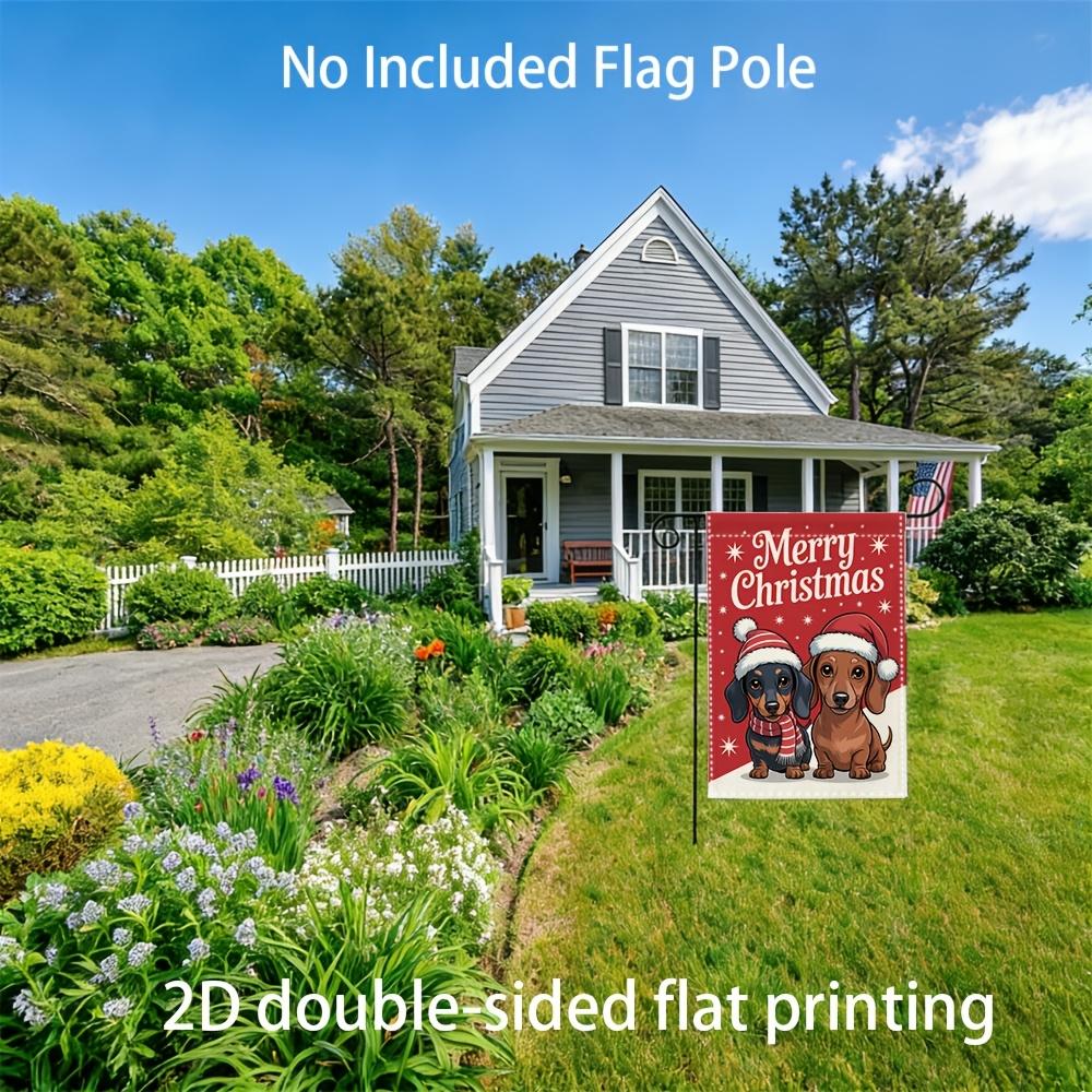 1pc Christmas Dachshund Merry Christmas Garden Flag - Double-Sided, 30.48x45.72 cm, Outdoor Decor