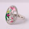 Flower Elegant Color Enamel Silver Jewelry Sets For Women Beautiful Wedding Pendant Necklace Ring Earrings