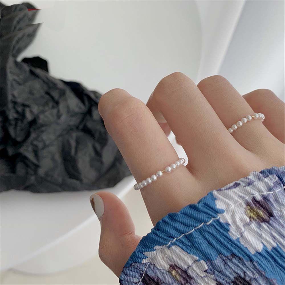 Подарок в корейском стиле для вечеринки Модные аксессуары Кольца с жемчугом Украшения для пальцев Геометрические кольца Женское кольцо