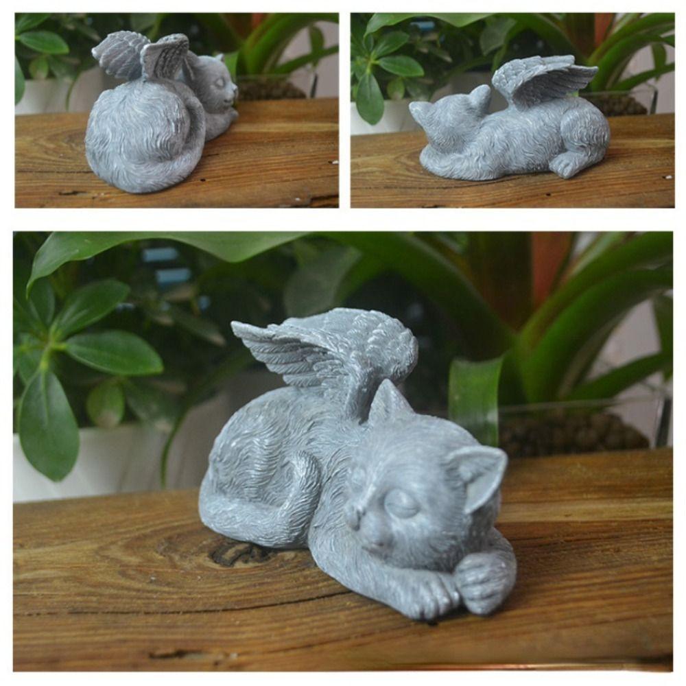 Gift Garden Design Pet Tombstone Sculpture Angel Dog Statue Cat Figurine Memorial Stone Ornaments
