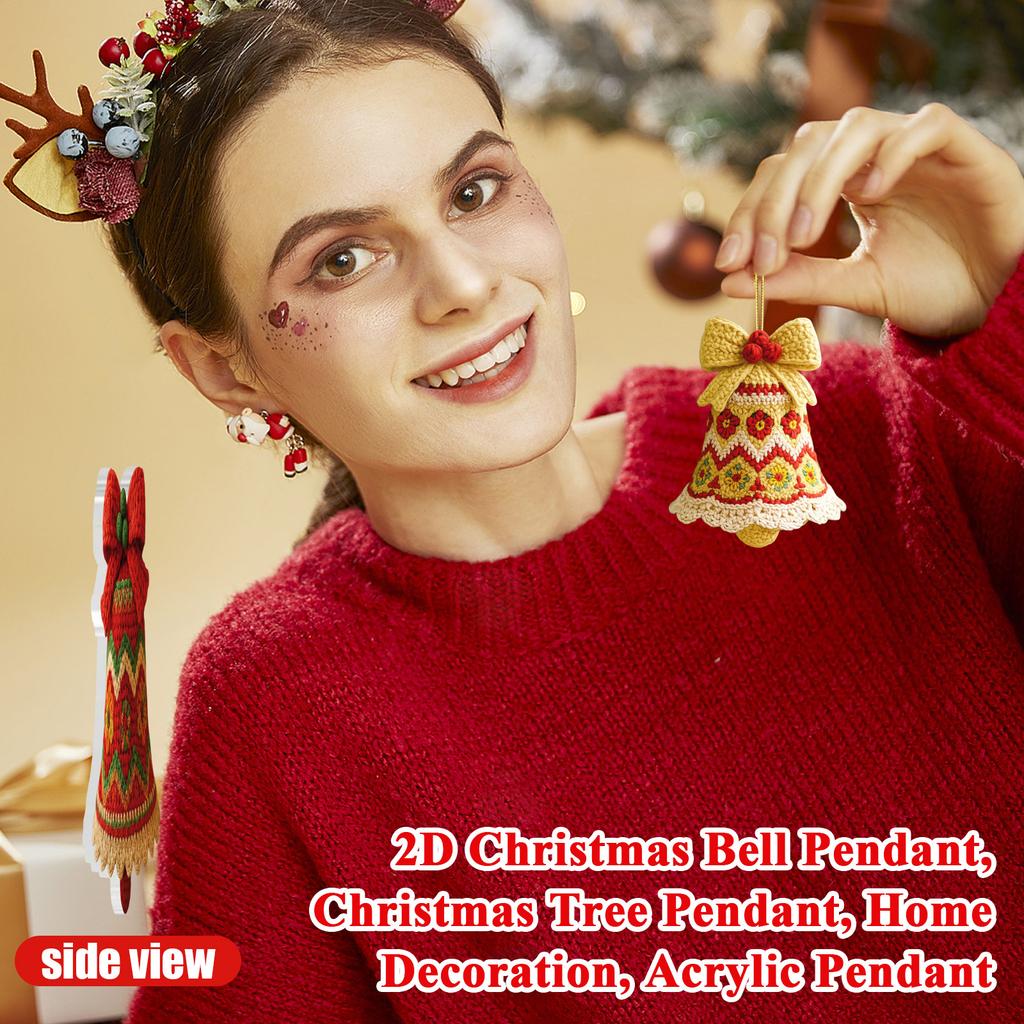 2D Christmas Bell Pendant, Christmas Tree Pendant, Home Decoration, Acrylic Pendant