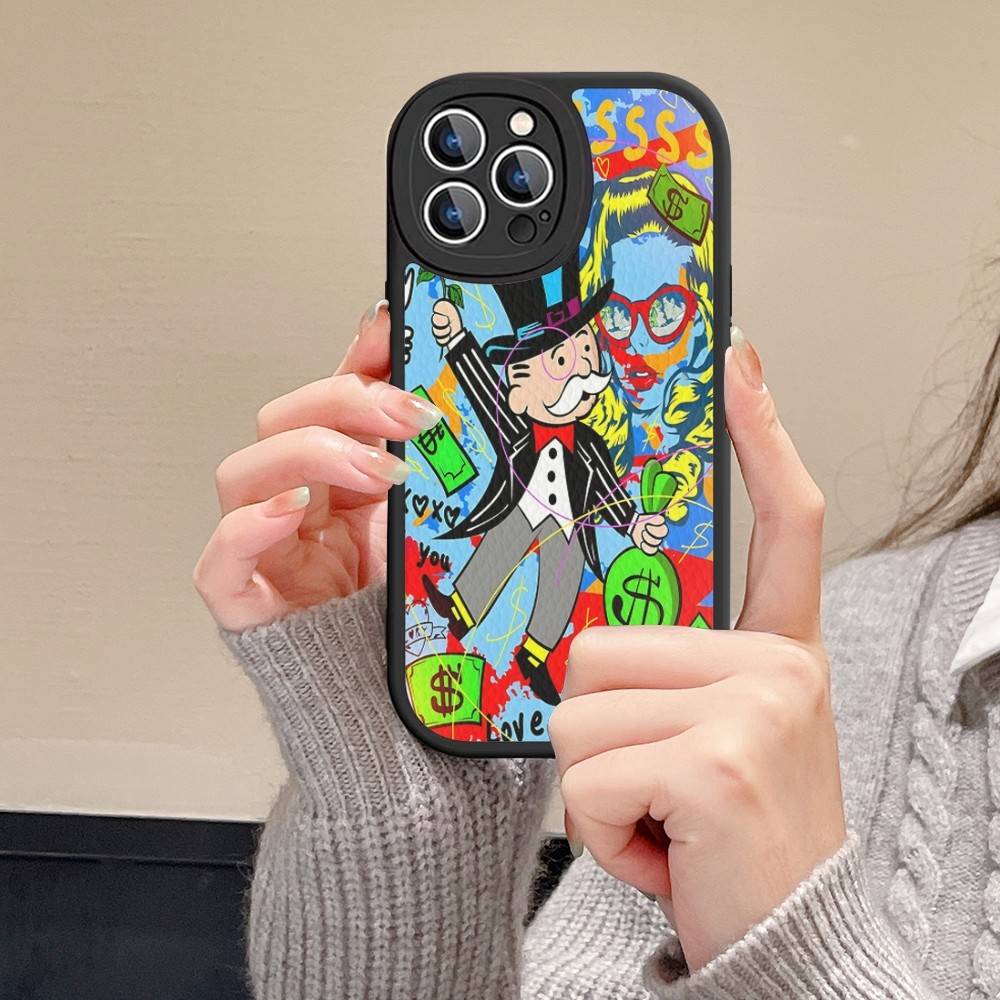 Cartoon Dollar Monopolys Phone Case Hard Leather For iPhone 16 15 14 13 12 Mini 11 14 Pro Max Xs X Xr 7 8 Plus Fundas