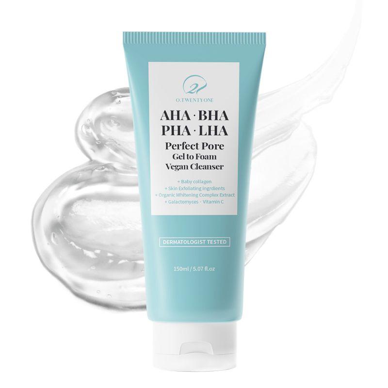 O.TWENTY ONE AHA BHA PHA LHA Perfect Pore Gel to Foam Vegan Cleanser 150ml