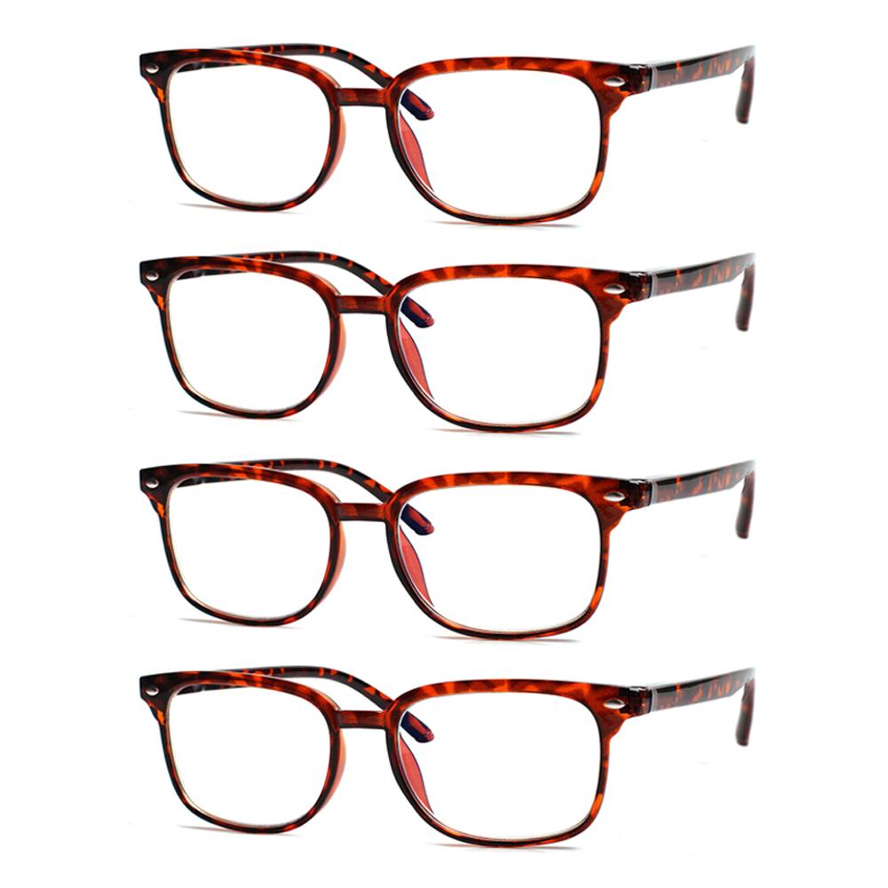 Turezing 4 Pack Reading Glasses Men and Women Blue Light Blocking Anti UV Computer Goggle Spring Hinge Eyeglasses