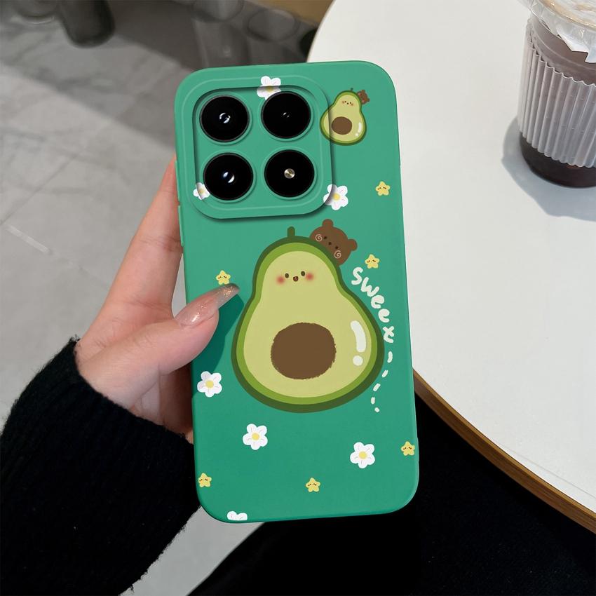 Чехол для телефона Xiaomi 17 14 14T 15 15T Pro Poco C71 C75 M7 M8 F7 F8 Милый Цветочный Авокадо Рисунок Ударопрочный Силиконовый Задняя Крышка Оболочка Для Xiaomi Чехол