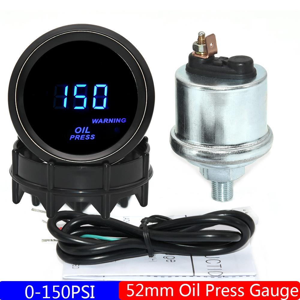 2"; 52mm Car Digital Turbo Boost Gauge PSI BAR Water Temp Oil Temp Oil Pressure Gauge Voltmeter EGT Tachometer RPM Gauge Car