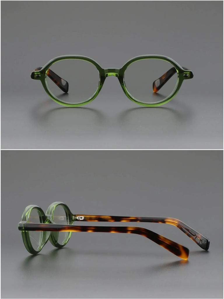 Oval Glasses For Women Retro Acetate Vintage Glasses Frame Optical Round Men Female Brown Green Clear Lens Unisex