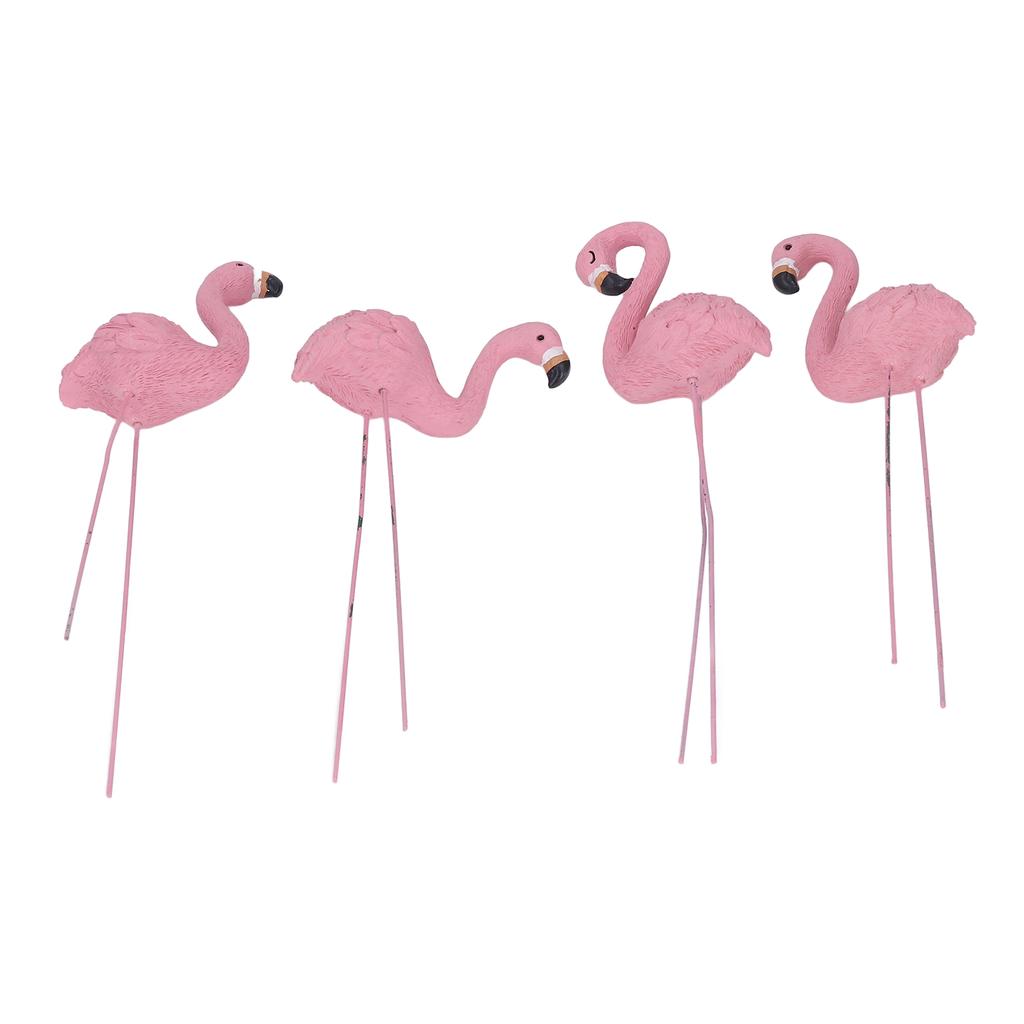 4 Pcs Pink Flamingo Garden Statue Fine Details Stylish Vivid Small Flamingo Statue for Yard Lawn Patio Decorations Gifts