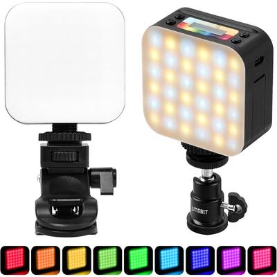 Магнитный RGB видеосвет, цветной светодиодный фонарь для камеры с мини-шаровой головкой/2500K-9000K/2000 мАч перезаряжаемый портативный фонарь для фотосъемки и селфи