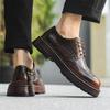 Brogue Genuine Leather Men's Leather Shoes Vintage Classic Style Fashion Leisure Business Party Thick Soled Men's Wedding Shoes