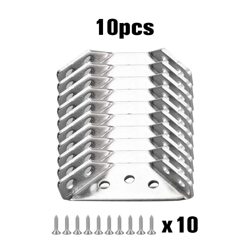 Stainless Steel Angle Furniture Corner Connector Corner Brace with Screw Cabinet Drawer Bedframe Brackets Connector Brace Joint