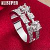 925 Sterling Silver Round Square AAA Zircon Ring Jewelry
