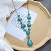Retro Long Turquoise Necklace Women's Personality Exaggerated Temperament Sweater Chain Tibetan Versatile Hanging Jewelry