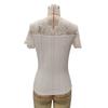 Women's New Fan-shaped Front and Back V-neck Lace Splicing Slim Thin T-shirt Short-sleeved Tops