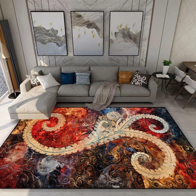 American Style Retro Carpet Living Room Bohemian Decoration Non-slip Washable Rug 140x200 Bedroom Sofa Bedside Flannel Floor Mat