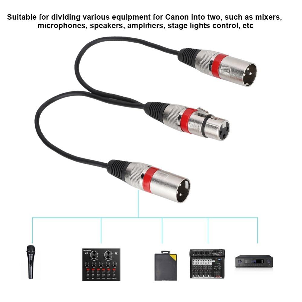 30cm Length Audio Mic Extension Cable Zinc Alloy Plug XLR Splitter Cable for Canon For Mixers