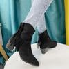 Модные женские ботильоны с острым носком на платформе и среднем каблуке с кисточками, новые повседневные женские осенние короткие сапоги из искусственной замши для женщин