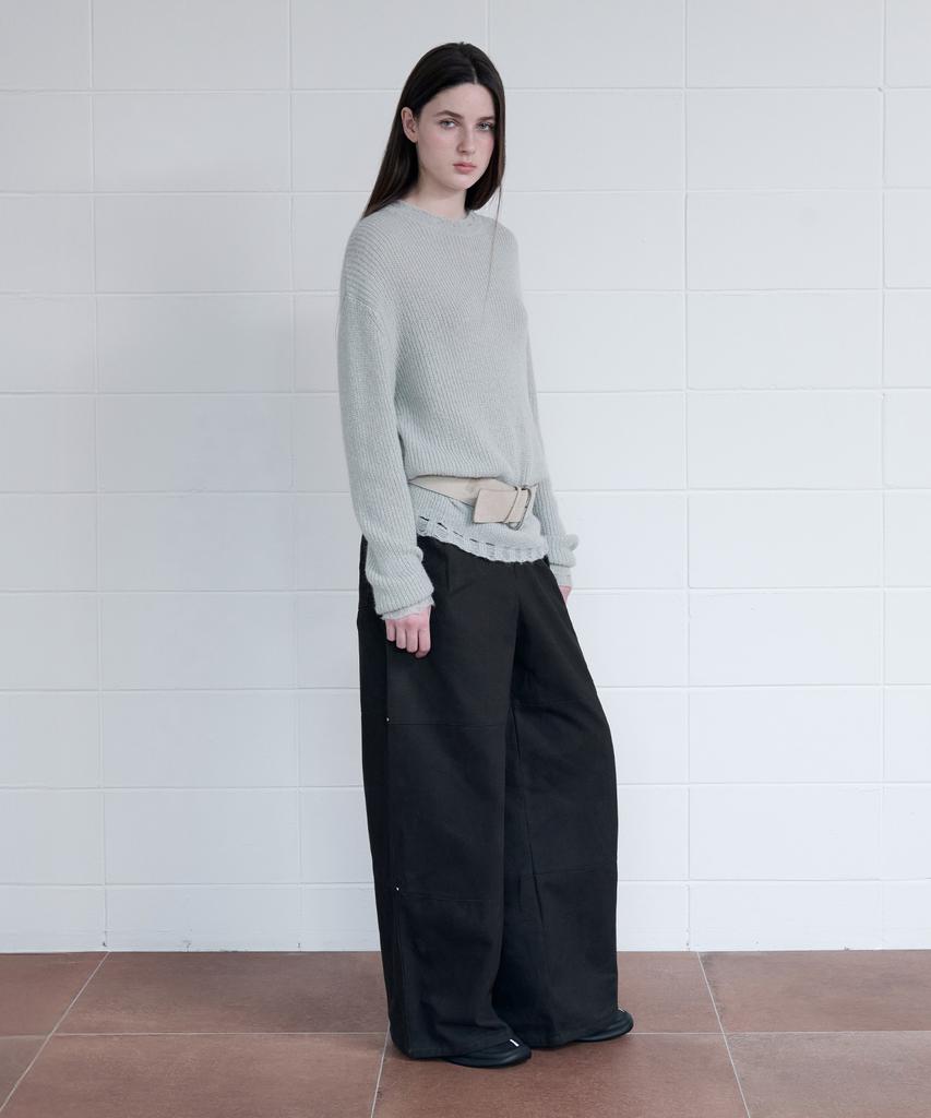 ROLAROLA Rivet Pintuck Wide Pants Charcoal