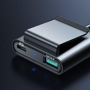 Joyroom High-Power 72W Dual Port Car Charger with 2xPD & 2xQC3.0, 1.5m USB-C Cable, Black Model JR-CL05