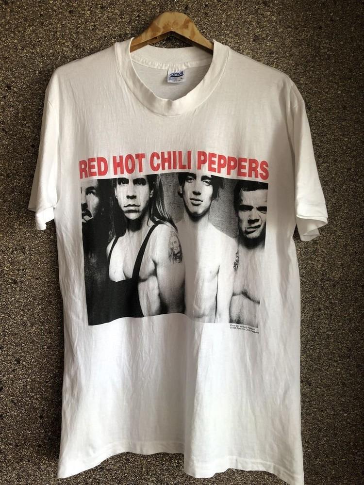 Винтажная футболка унисекс 90-х Red Hot Chili Peppers, базовая, белая, с графическим принтом, перепечатка