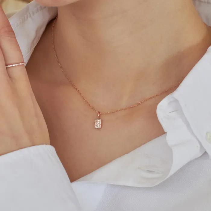 [14K gold] Rosie Square Lab Diamond Pendant