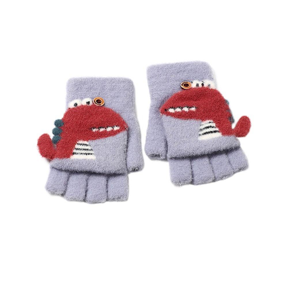 Вязаные варежки спицами Толстые варежки Милые перчатки без пальцев для мальчиков и девочек