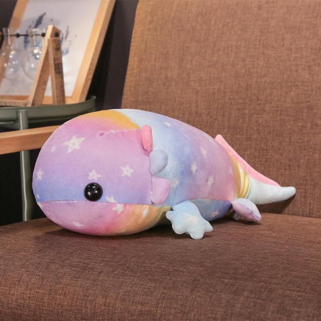 37 -58cm Rainbow Dinosaur Fish Plush Toys Colorful Giant Salamander Stuffed Doll Soft Animal Sleep Pillow Adorable Gift For Kids Girl
