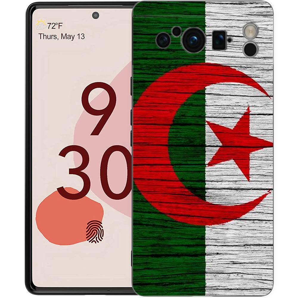 Чехол для телефона для Google Pixel 8 A 7 6 Pro 6A 5G Черный Мягкий Ударопрочный Чехол-накладка Силиконовый TPU Чехол Кок Флаг Алжира