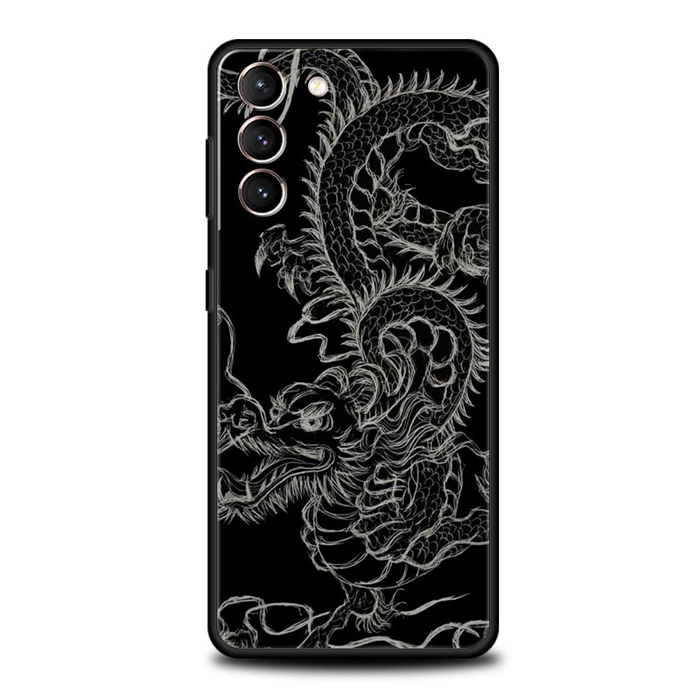 Чехол для телефона Samsung Galaxy S23 S22 Ultra S20 S21 FE 5G S10 S9 Plus S10E S8 Note 10 20 Силиконовый Черный Чехол Модный Дракон