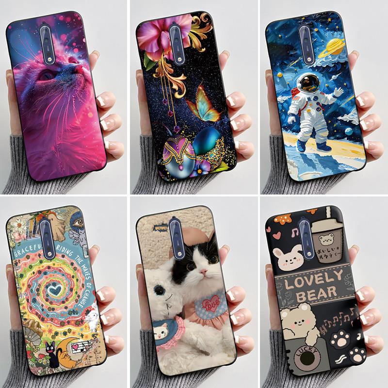 Casing For Nokia 8 / Nokia 8 Sirocco Phone Case Aesthetic Fashion Cute Cat Black Matte Soft TPU Silicone Protective Cover Bumper