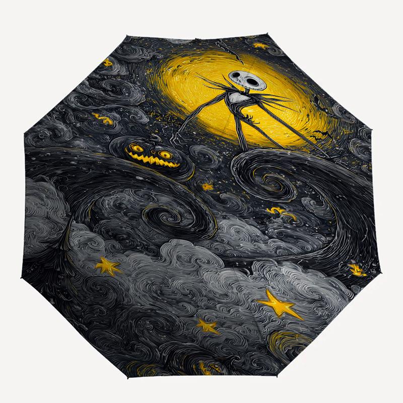 Nightmare Before Christmas, Jack Skellington Themed Automatic Opening and Closing Umbrella, Brightly Colored 8-rib Portable Umbrella, Suitable for Men