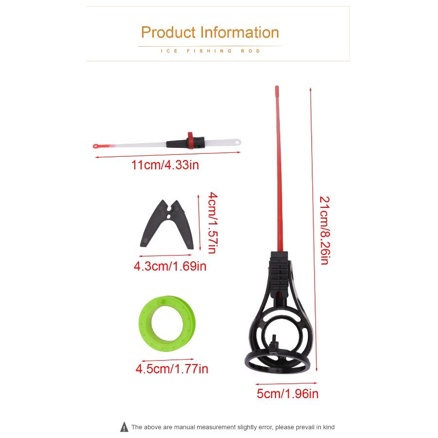 FTK Портативная съемная зимняя комбинация удочки и катушки для зимней зимней удочки (с держателем стержня), Легко носить с собой, также можно заменить на другой наконечник стержня
