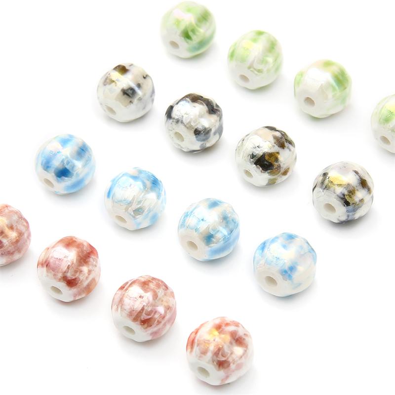 5 шт./пакет керамические фарфоровые бусины ручной работы в форме арбуза, очаровательные бусины, свободные бусины-разделители для браслета, ожерелья, изготовление ювелирных изделий своими руками