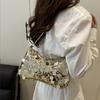 Simple Solid Color Sequin Design Women Shoulder Chain Bag For Casual Urban Outings