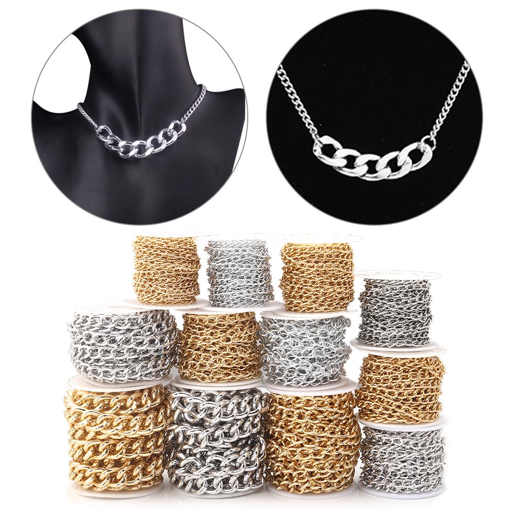 2-5Yards/Roll Aluminum Chains Twisted Chains Bulk Link Chain For DIY Bracelet Necklace Chain Jewelry Making Supplies Accessories