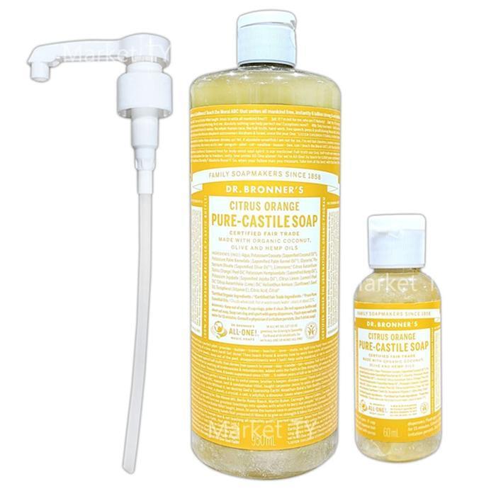 Dr. Bronner's Мыло Кастильское Очищающее 950мл+60мл Цитрусовый Апельсин (26801110)