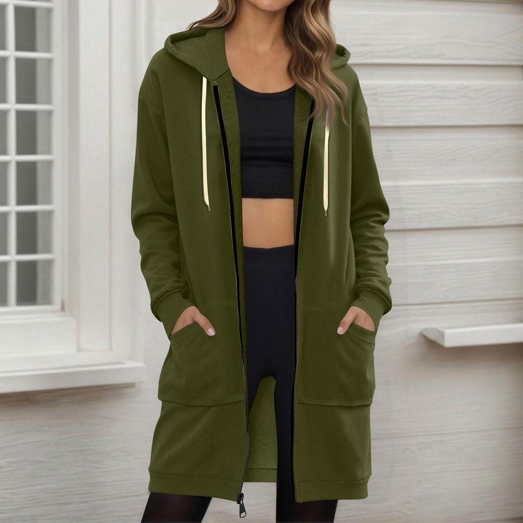 Женские толстовки на молнии, оверсайз, флисовые, длинные, пуловер с капюшоном, повседневные, с длинным рукавом, осенняя куртка-худи