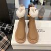 Korean Version Thick-soled Side Zipper Lamb Wool Thick-fleece Short Boots Snow Boots Thick Heel Snow Boots Flanged Martin Boots