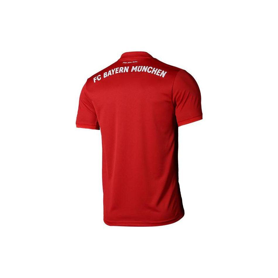 adidas ФК Бавария Мюнхен Сезон 2019-2020 Домашняя футболка Фан-версия С эмблемой команды и текстовым логотипом Короткий рукав Футбольные топы Мужские Красный DW7410