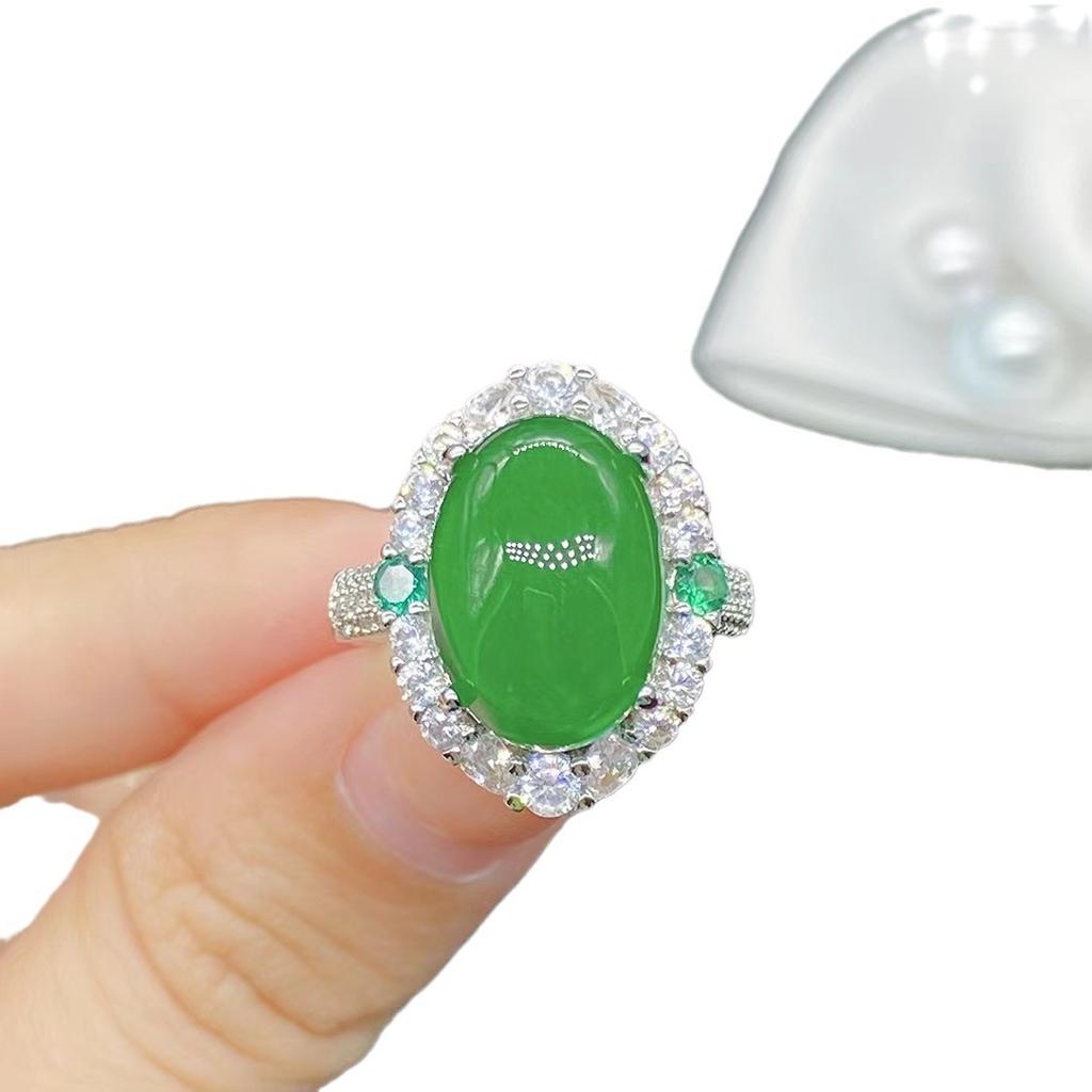 Высококачественное великолепное открытое кольцо из искусственного натурального ледяного халцедона, роскошное модное женское кольцо с овальным бриллиантом и яшмой