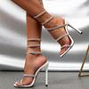 Fashion Fashion New High Heel Women Shoes Summer Rhinestone Snake Straps Design Sandals for Women Fine High Heel 10cm Open Toe Sandals