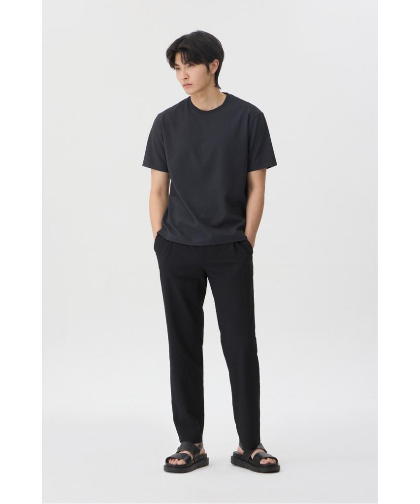 BRENTWOOD [Very Comfortable] Seersack Round Neck T-Shirt Brtam26951Gyx