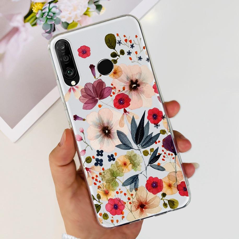 For Huawei P30 Lite Case 2020 Fashion Flower Bumper Soft Silicone Clear Cover For Huawei P30 Lite Pro Fundas P 30 P30Lite Hoesje