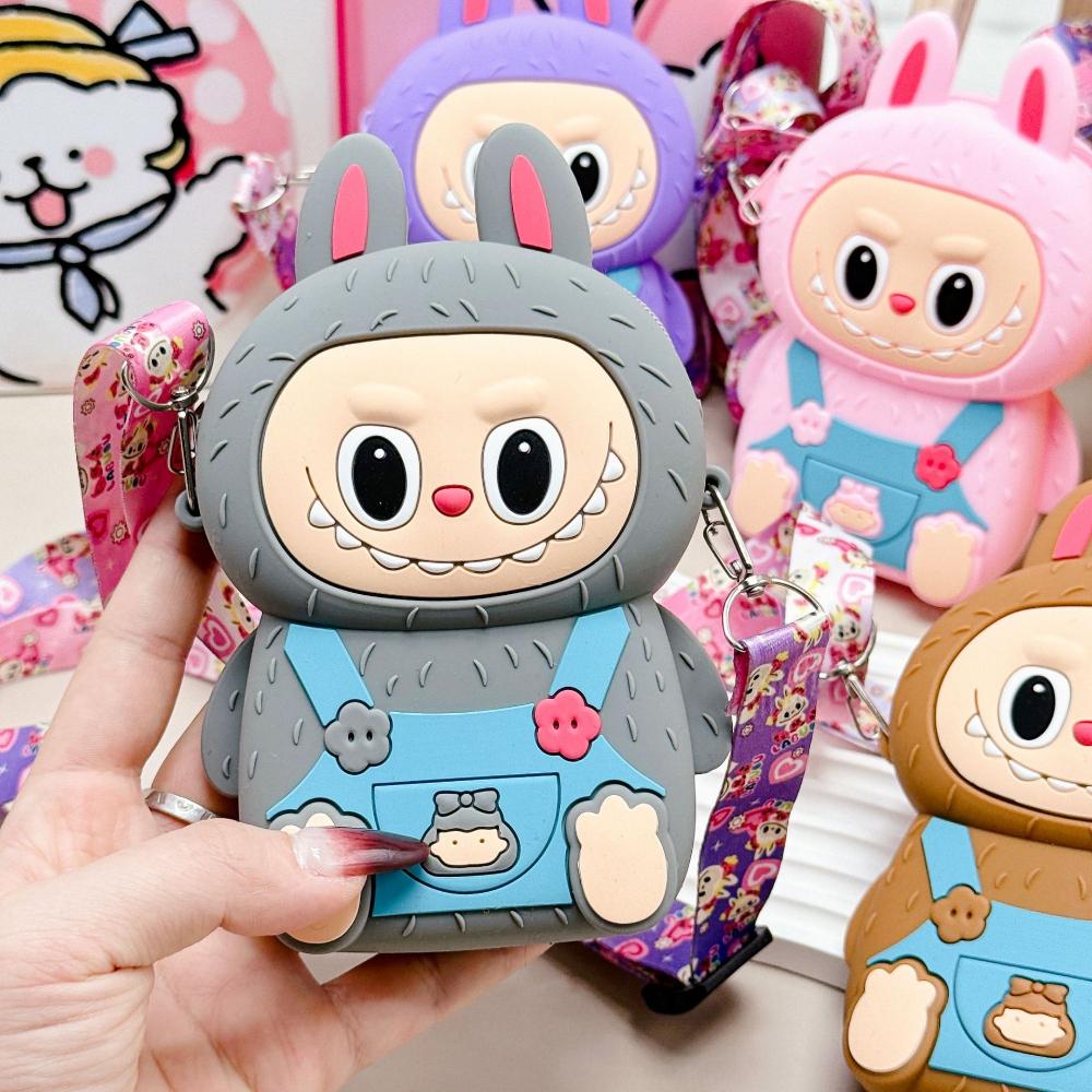 Популярная детская сумка для перекусов Labobo, мягкий силиконовый кошелек среднего размера, милый мультяшный стиль Bubble Mart, карман для монет, для детей, праздничный сюрприз