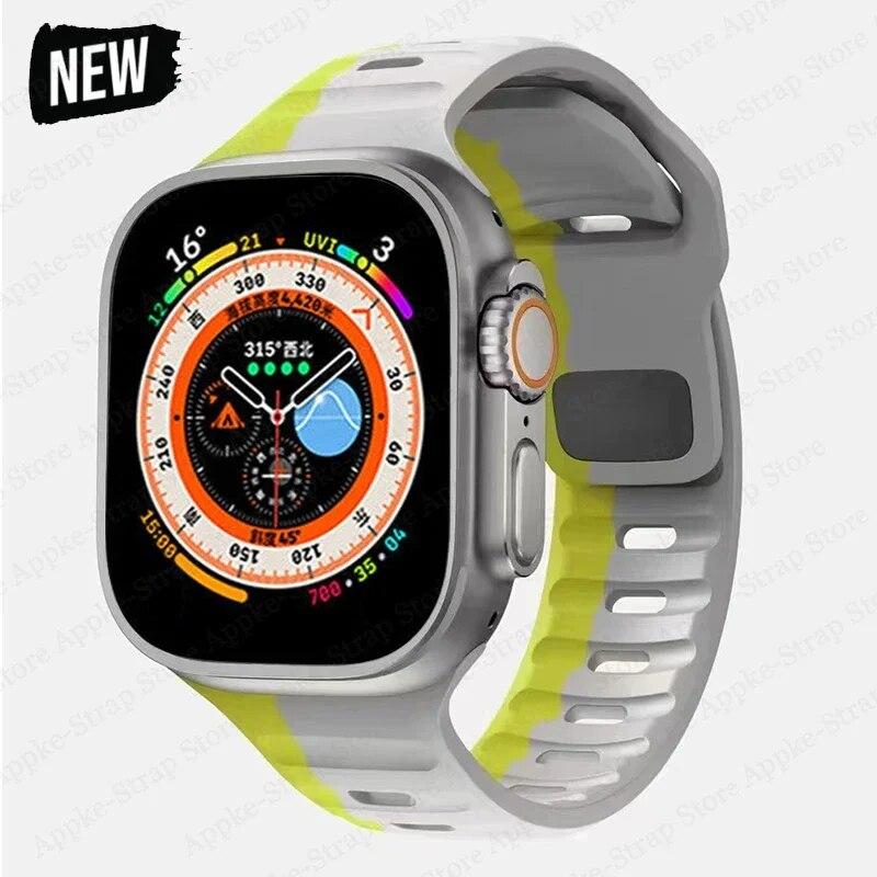 Silicone Strap for Apple Watch Band Ultra 2 49mm Correa Bracelet for Iwatch 9 8 7 6 5 SE 4 3 2 1 44mm 40mm 41mm 45mm 38mm 42mm Watchband