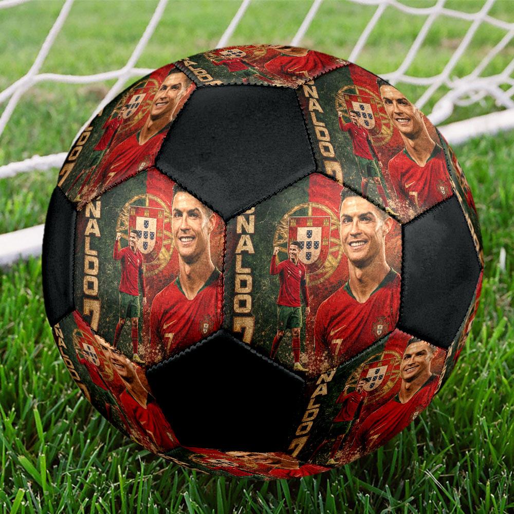 1PC Cristiano Ronaldo Star size 5 soccer ball PrahaIndoor Soccer Ball Colorful All Ages Machine Stitched PVC Competition Ready Durable High-Bounce